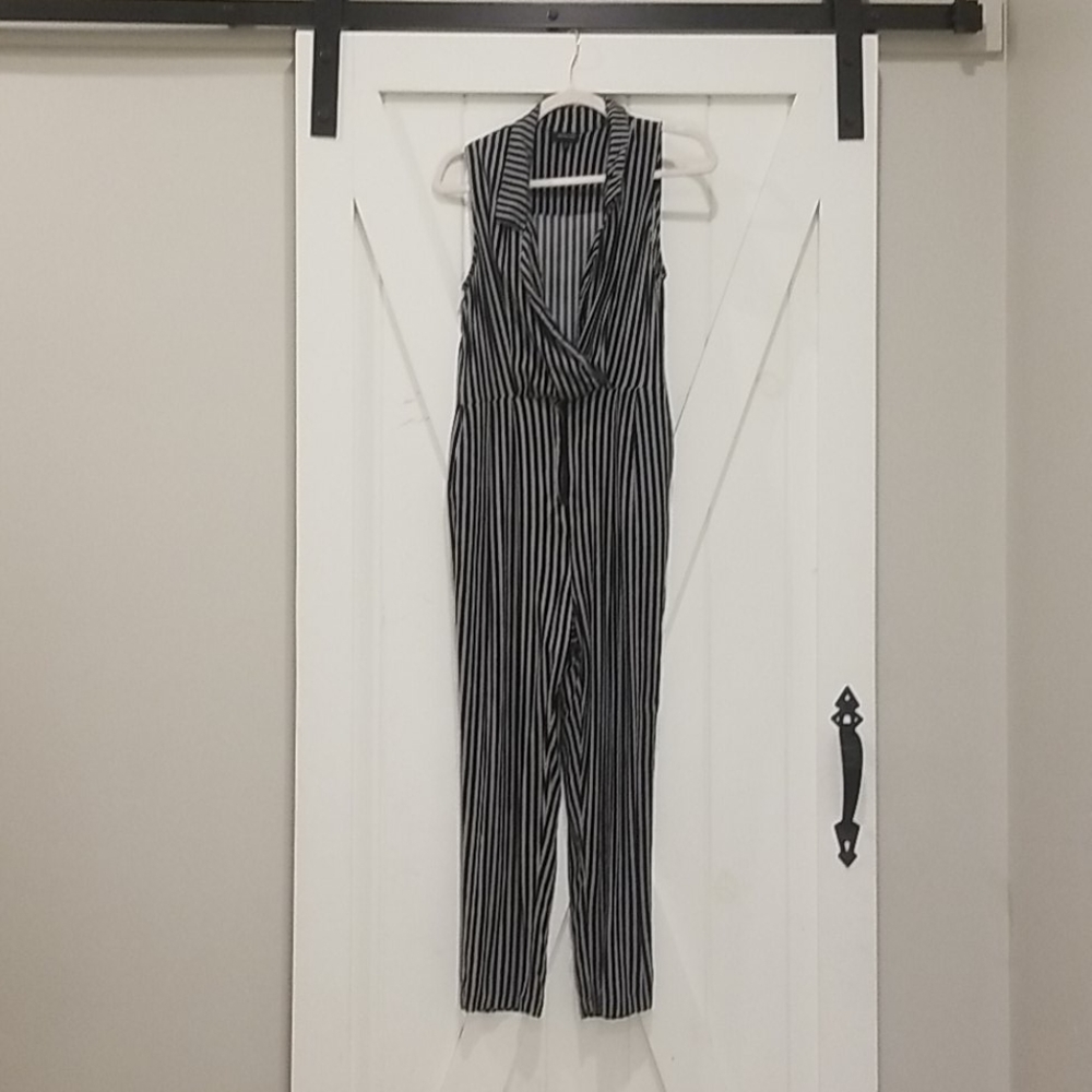 Black and white stripped jumpsuit